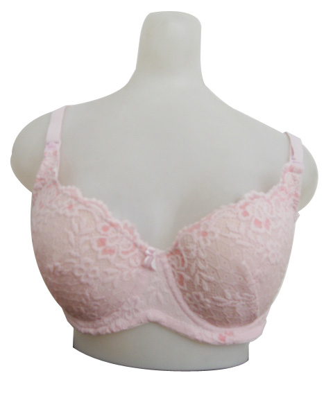 婷峰粉色蕾絲哺乳文胸