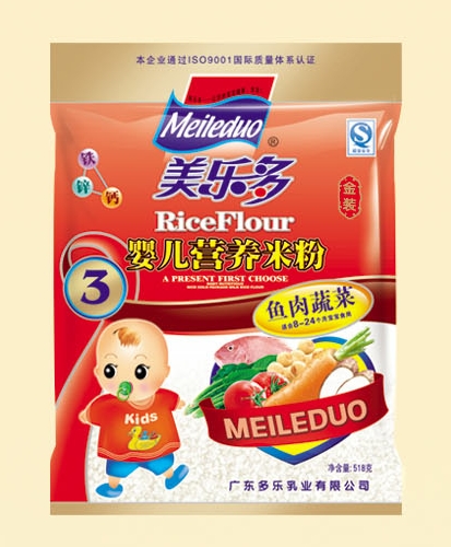 美多樂袋裝魚肉蔬菜嬰兒營養米粉3段