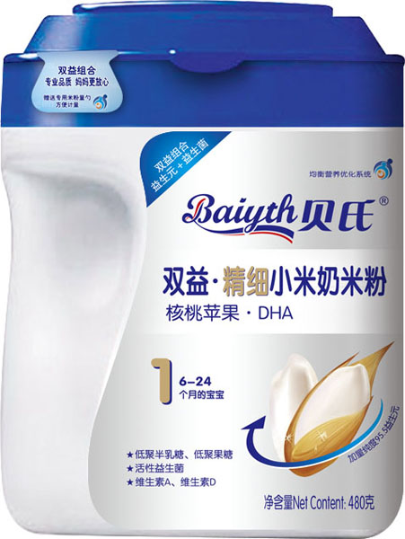 貝氏核桃蘋果DHA雙益精細小米奶米粉480克