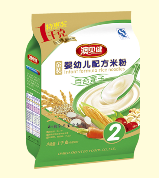 澳貝健百合蓮子嬰幼兒配方米粉2段