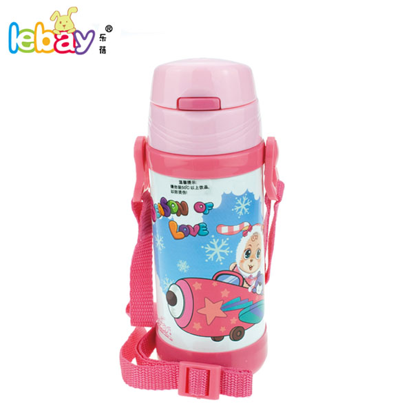 樂蓓紅色標口卡通保溫水杯