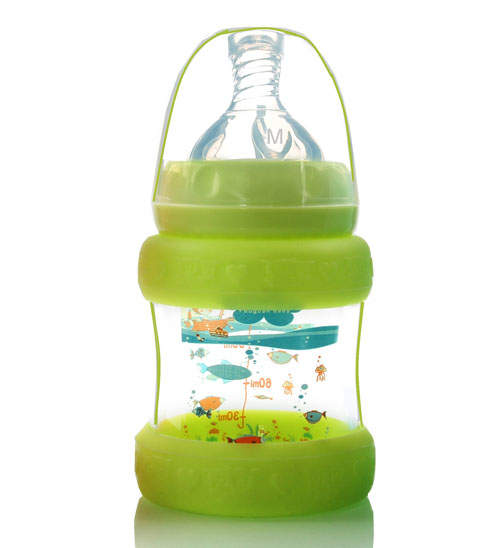 優冠寶貝防護玻璃奶瓶150ml綠色
