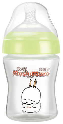 矇矇兔綠色寬口弧形PP奶瓶180ml