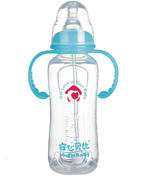 安心貝比雙柄標口自動吸管弧形奶瓶330ml