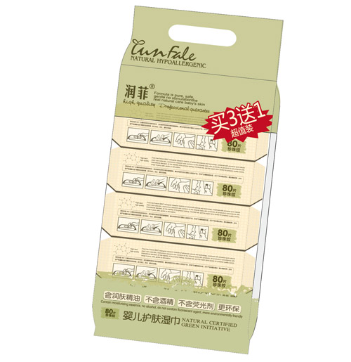 潤菲嬰兒護膚濕巾四連包