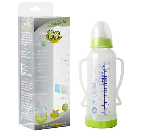 菁優標準口徑玻璃奶瓶240ml綠色