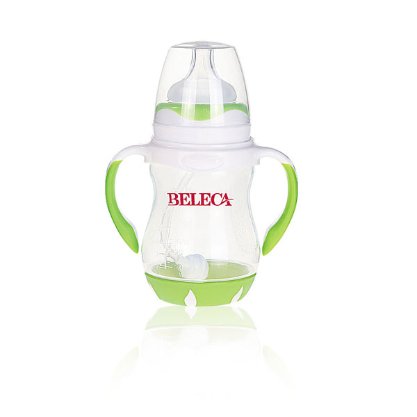 貝樂嘉綠色標口嬰兒弧形奶瓶