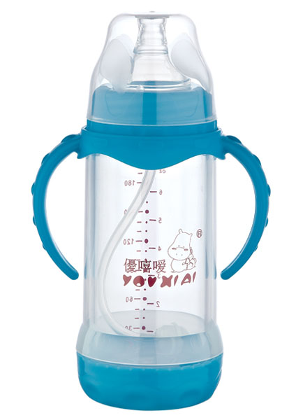 優嘻噯雙柄全自動防爆玻璃奶瓶210ml藍色