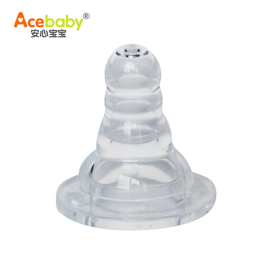 安心寶寶標口液體硅膠奶嘴十字孔正面