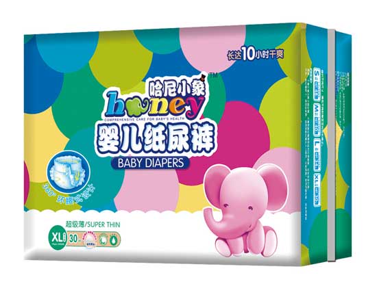哈尼小象Xl碼30片360°環腰式超級薄嬰兒紙尿褲