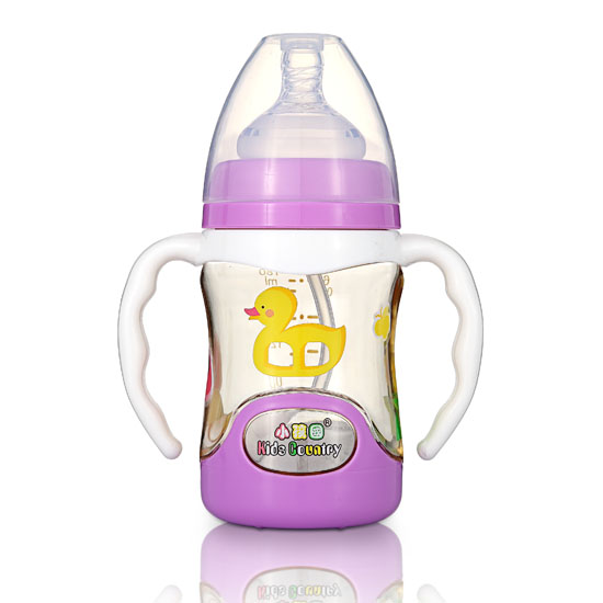 小孩國寬口扣底自動PPSU安全奶瓶180ML紫色