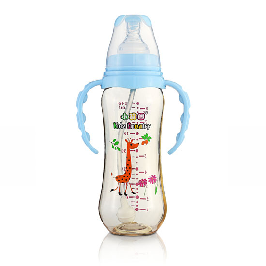 小孩國標口弧形自動PPSU安全奶瓶240ML藍色