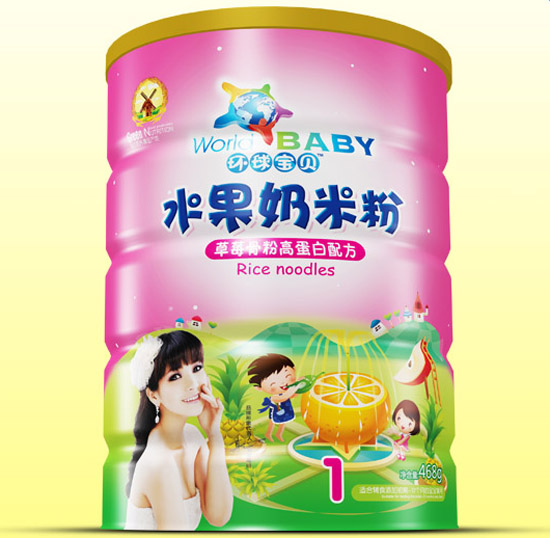 環球寶貝草莓骨粉高蛋白水果奶米粉鐵聽