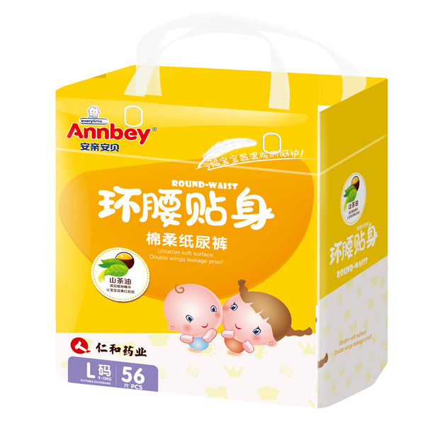 安親安貝環腰貼身棉柔紙尿褲L碼56片