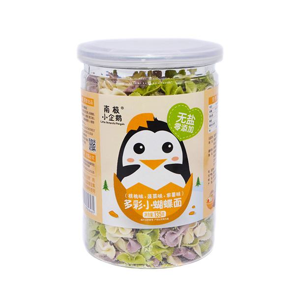 南極小企鵝無鹽多彩蝴蝶面核桃味+菠菜味+紫薯味
