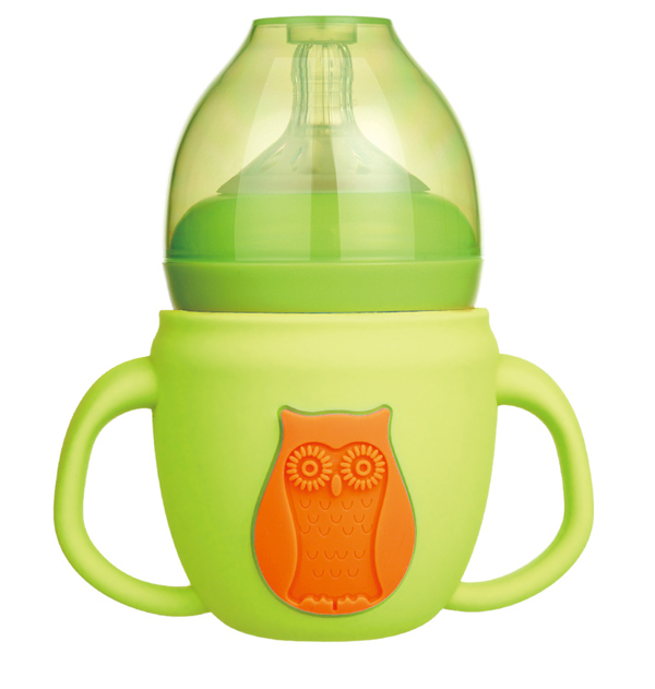 新優(yōu)怡硅膠保護(hù)層玻璃奶瓶 綠色 小