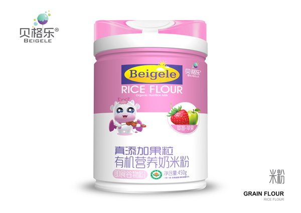 貝格樂真添加果粒有機營養奶米粉-草莓+蘋果 聽裝