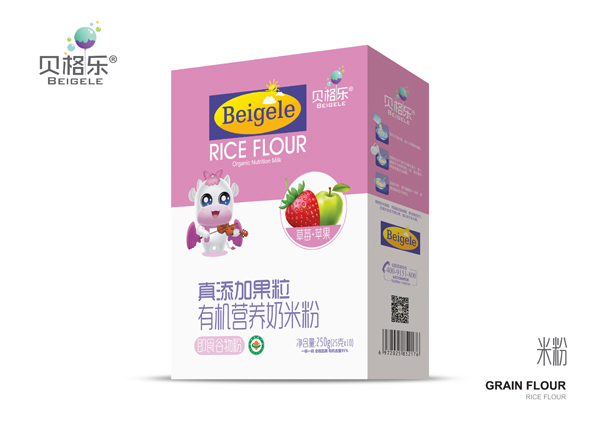 貝格樂真添加果粒有機營養奶米粉-草莓+蘋果 盒裝