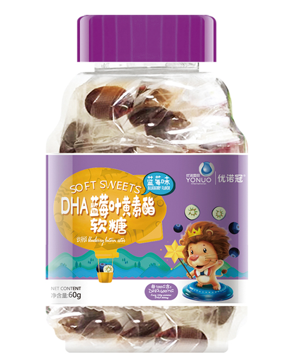 優諾冠DHA藍莓葉黃素脂軟糖 蘋果味