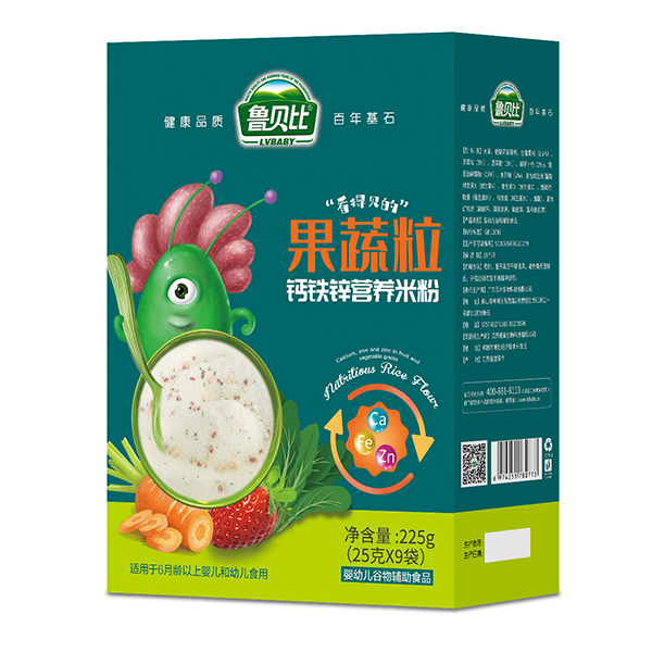 魯貝比果蔬粒鈣鐵鋅營養米粉 盒裝