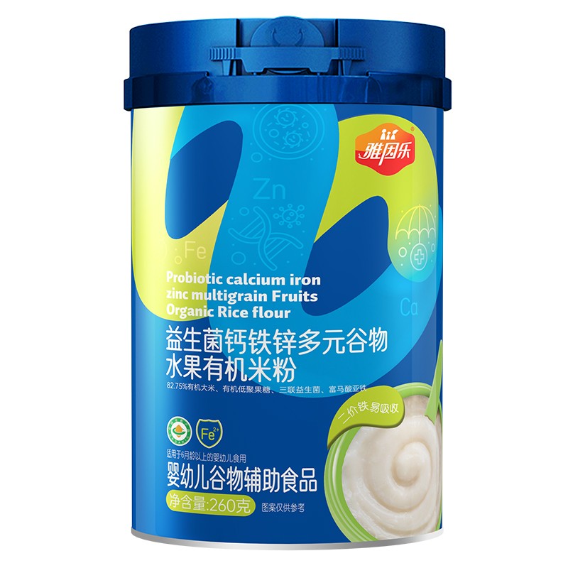 雅因樂益生菌鈣鐵鋅多元谷物水果有機米粉