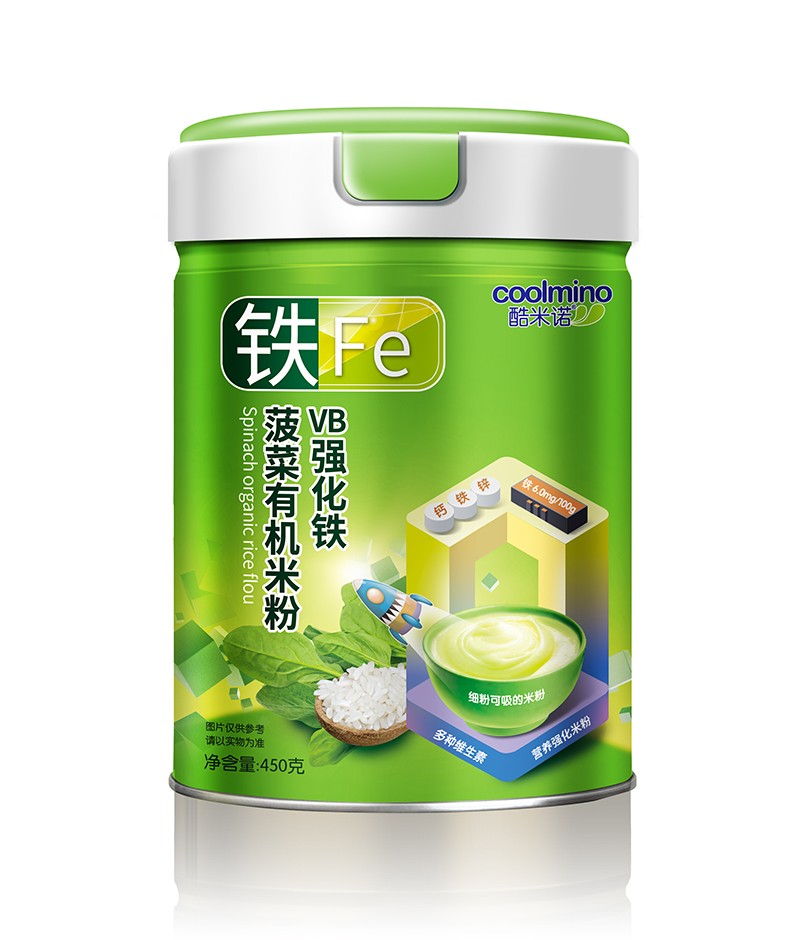 酷米諾VB強化鐵菠菜有機米粉450克