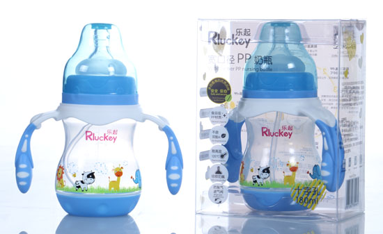樂起180ml寬口徑PP奶瓶藍色